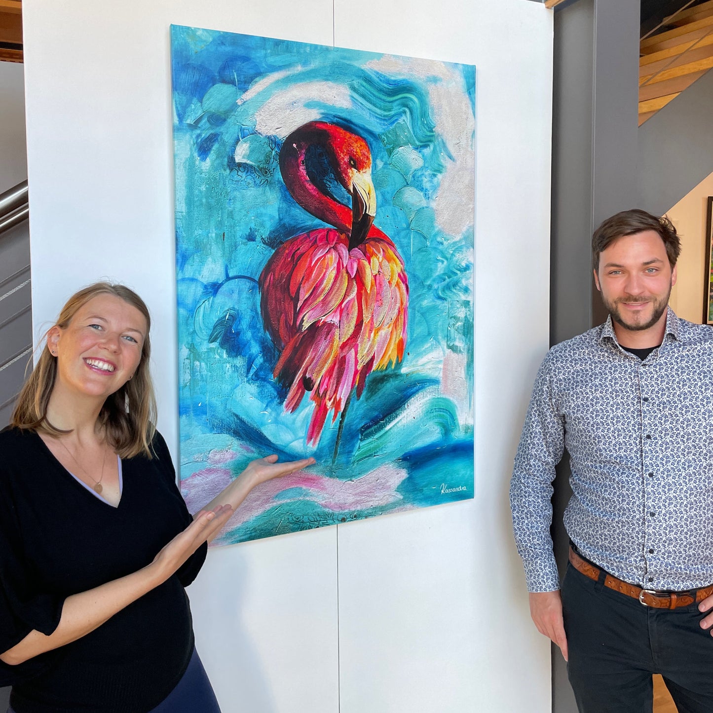 Flamingo im Gleichgewicht | Druck auf Leinwand