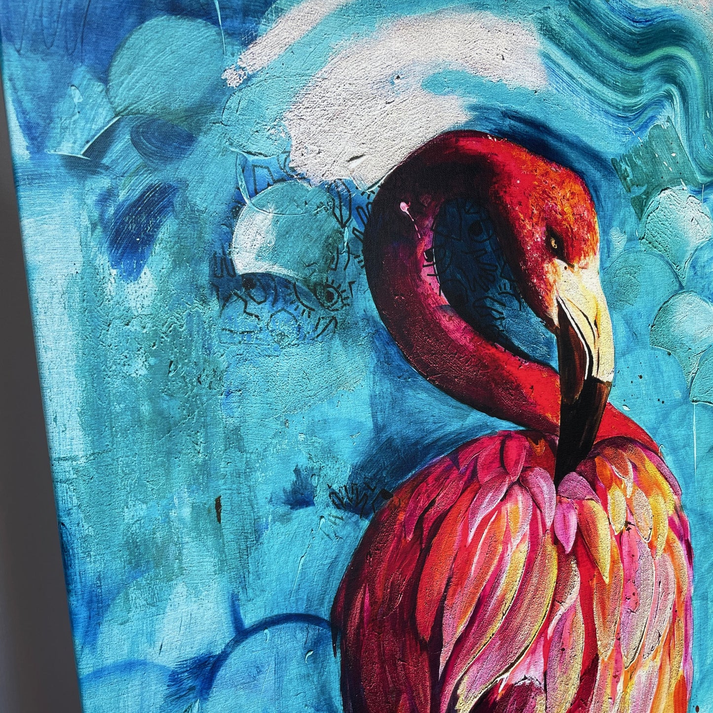 Flamingo im Gleichgewicht | Druck auf Leinwand