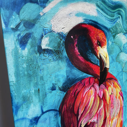 Flamingo im Gleichgewicht | Druck auf Leinwand