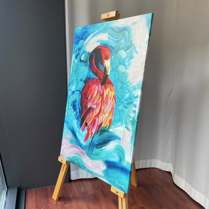 Flamingo im Gleichgewicht | Druck auf Leinwand