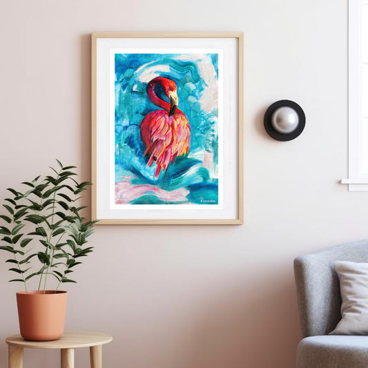 Print: Flamingo in Balance