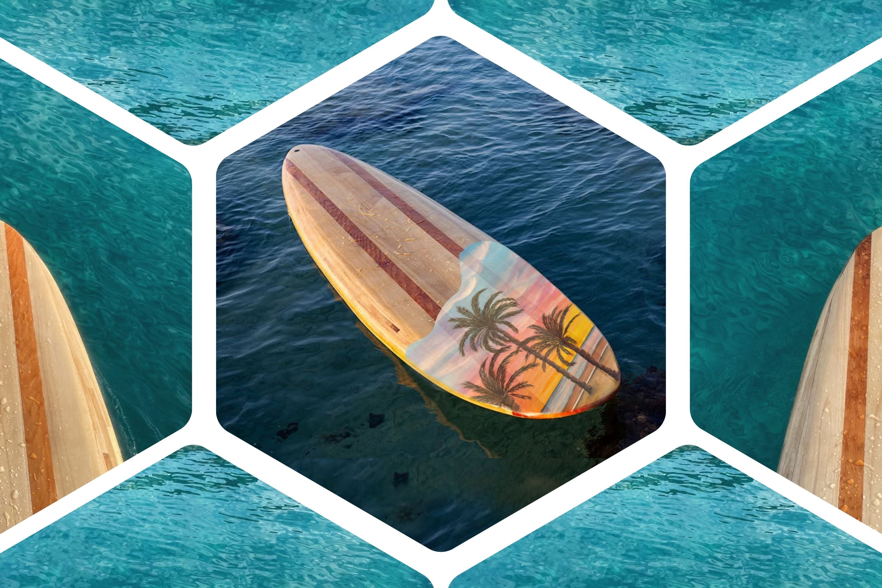 Cooperation with ifachwoodworks from Valencia, Spain - Kassandra's art on paddle-boards - Version: El Palmeral Sunrise